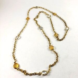 Women's Stylish Polished Gold tone necklace with Colorful  Crystals - 30-in Long